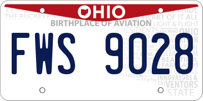 OH license plate FWS9028