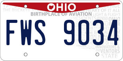 OH license plate FWS9034