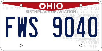 OH license plate FWS9040