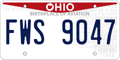 OH license plate FWS9047