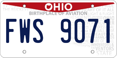 OH license plate FWS9071