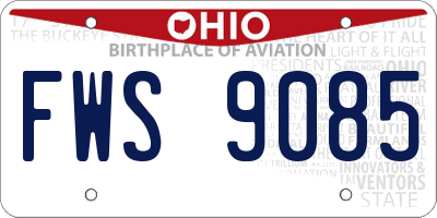 OH license plate FWS9085