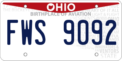 OH license plate FWS9092