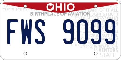 OH license plate FWS9099