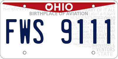 OH license plate FWS9111