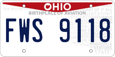 OH license plate FWS9118