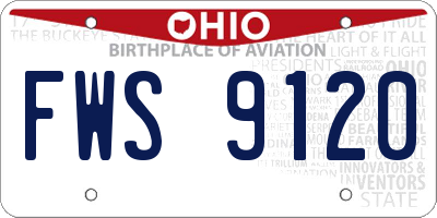 OH license plate FWS9120