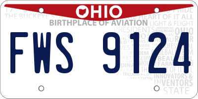 OH license plate FWS9124
