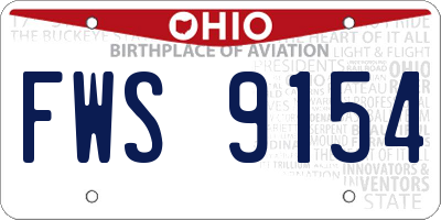 OH license plate FWS9154