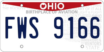 OH license plate FWS9166