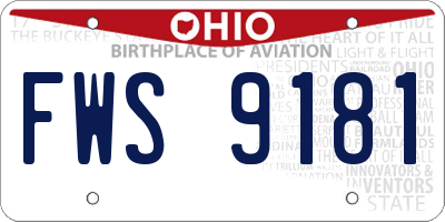 OH license plate FWS9181