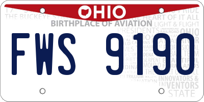 OH license plate FWS9190