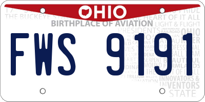 OH license plate FWS9191