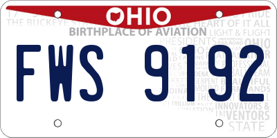 OH license plate FWS9192