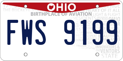 OH license plate FWS9199