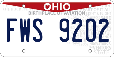 OH license plate FWS9202