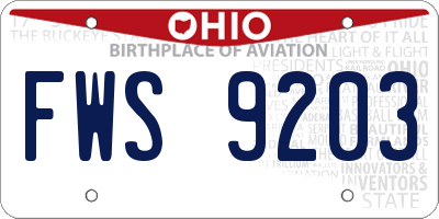 OH license plate FWS9203