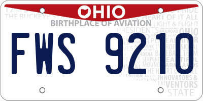 OH license plate FWS9210