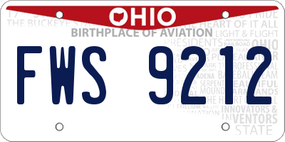 OH license plate FWS9212