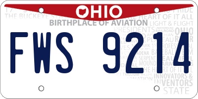 OH license plate FWS9214