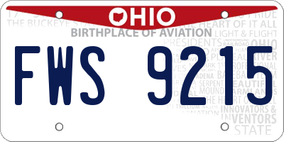 OH license plate FWS9215