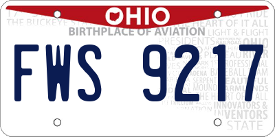 OH license plate FWS9217