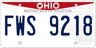 OH license plate FWS9218