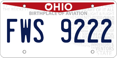 OH license plate FWS9222