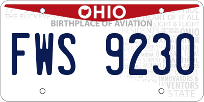 OH license plate FWS9230