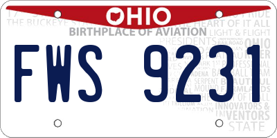 OH license plate FWS9231