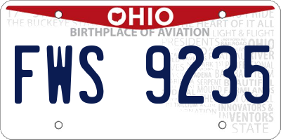 OH license plate FWS9235