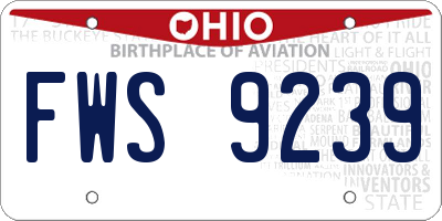 OH license plate FWS9239