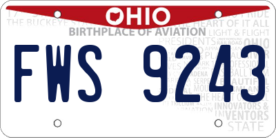 OH license plate FWS9243