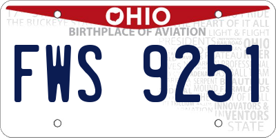 OH license plate FWS9251