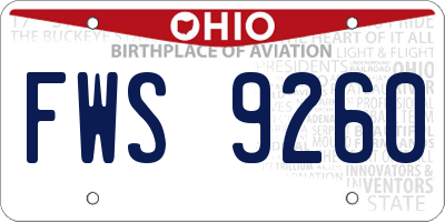 OH license plate FWS9260