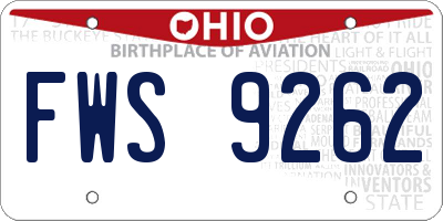 OH license plate FWS9262