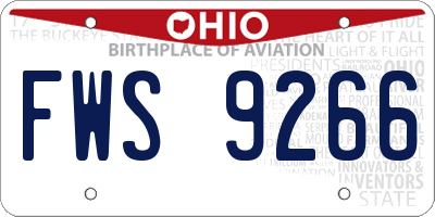 OH license plate FWS9266