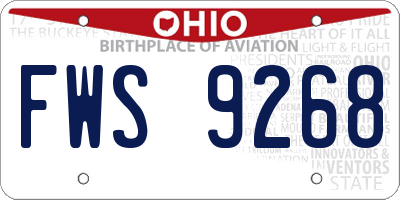 OH license plate FWS9268