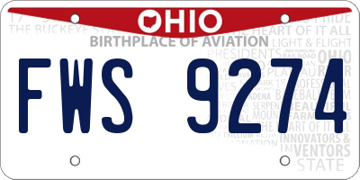 OH license plate FWS9274