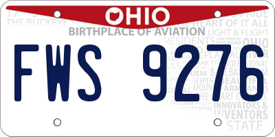 OH license plate FWS9276