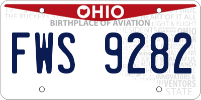 OH license plate FWS9282