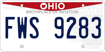 OH license plate FWS9283