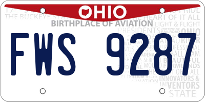 OH license plate FWS9287