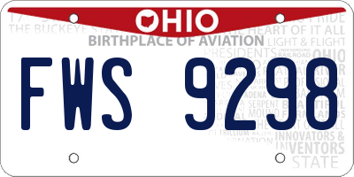 OH license plate FWS9298