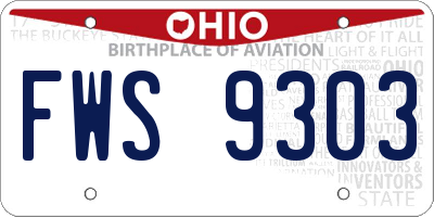 OH license plate FWS9303
