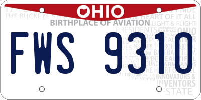 OH license plate FWS9310