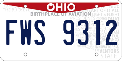 OH license plate FWS9312