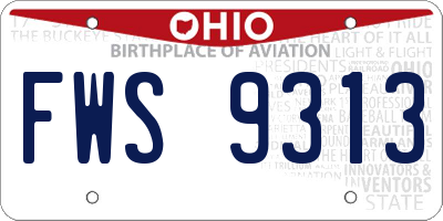 OH license plate FWS9313