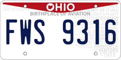 OH license plate FWS9316