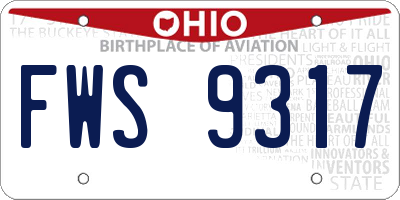 OH license plate FWS9317